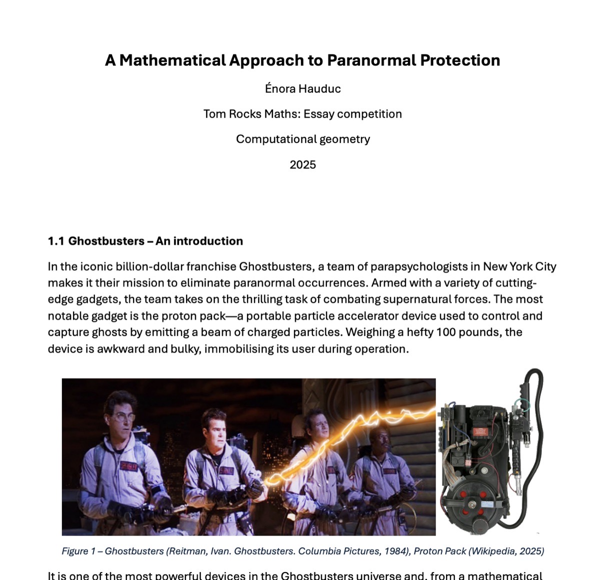 Title page of A Mathematical Approach to Paranormal Protection